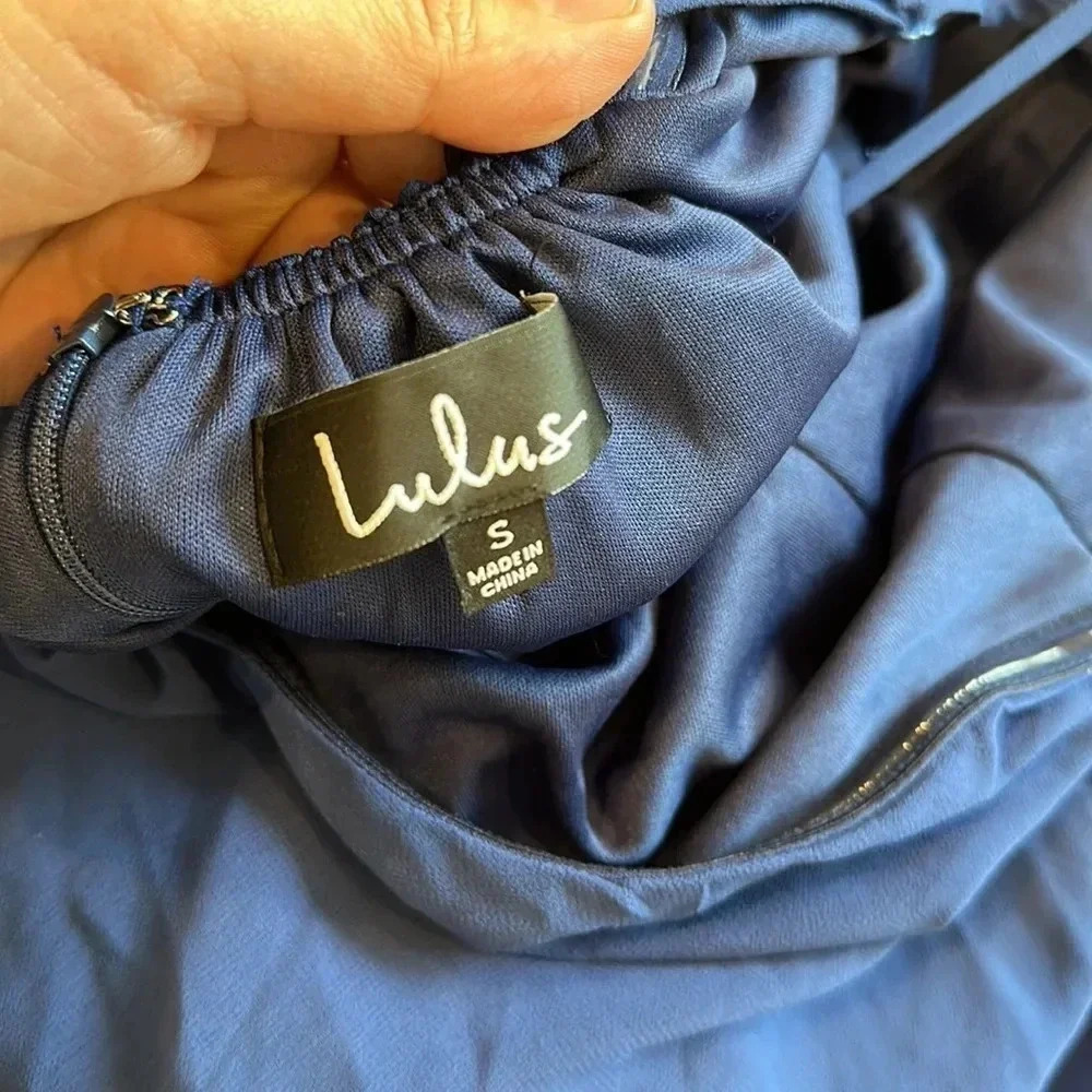 NWT Lulus Mythical Kind of Love Navy Blue Maxi Dress Sz S - Picture 9 of 12